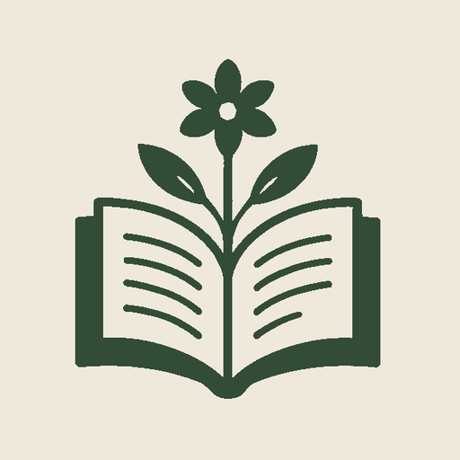 storybLOOM logo: an open book with a flower growing from it, in green