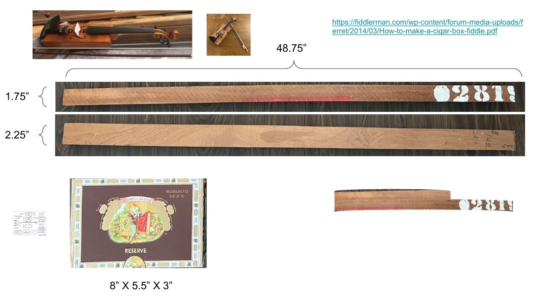 Measurement sheet: a 48.75 inch neck blank and box dimensions
